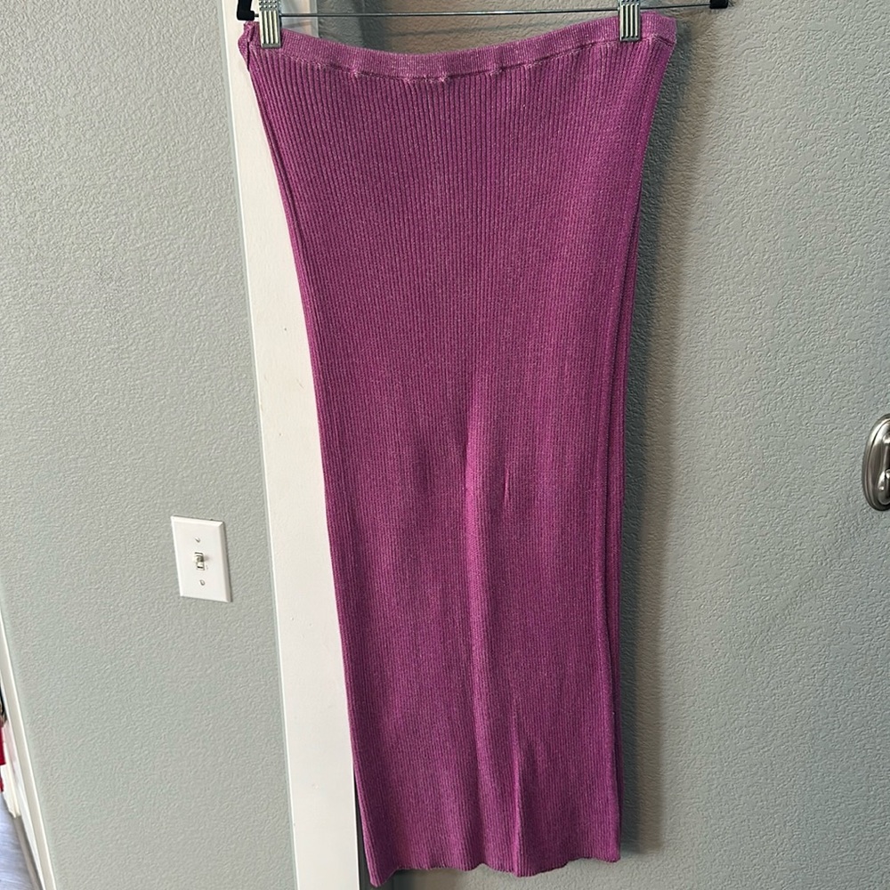 Pink free people faux wrap knit skirt